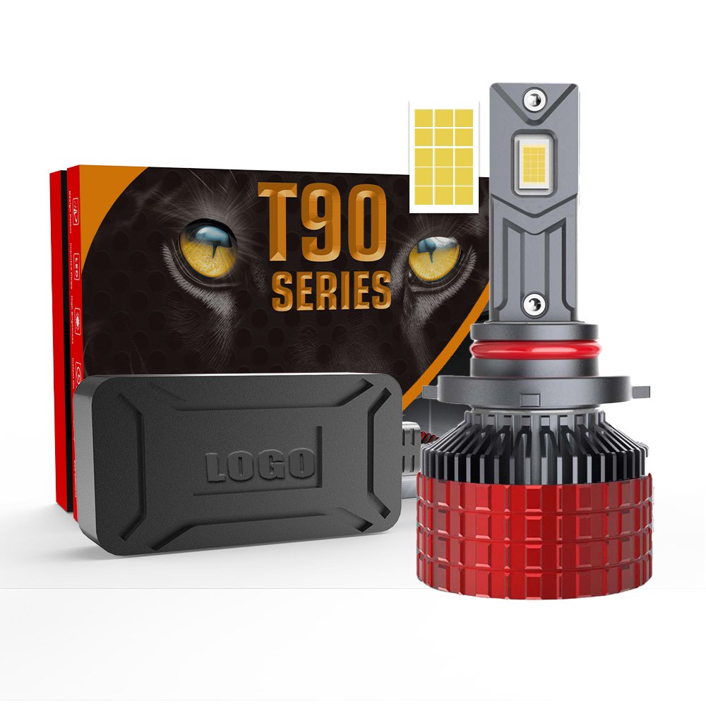 2025 NEW T90 Plus 220W 22000lm 9005 9006 H7 H4 Double copper tubes 4575 Chips External Driver Waterproof LED Headlight for Car